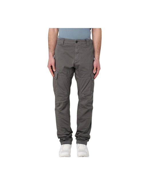 C P Company Gray Straight Trousers for men