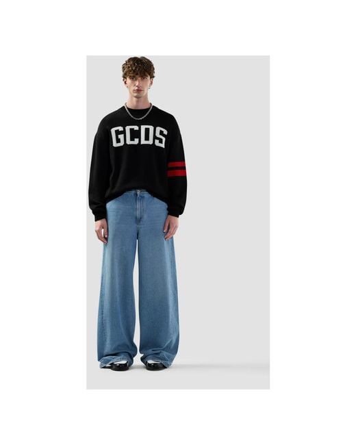 Gcds Black Round-Neck Knitwear for men