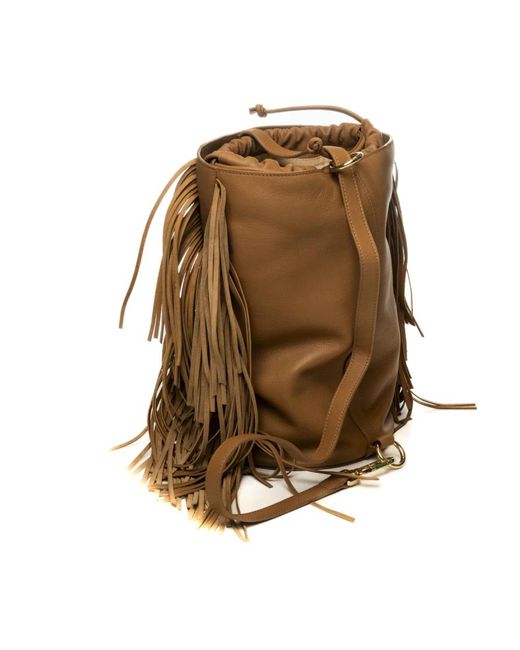 Tosca Blu Brown Drawstring Bucket Backpack