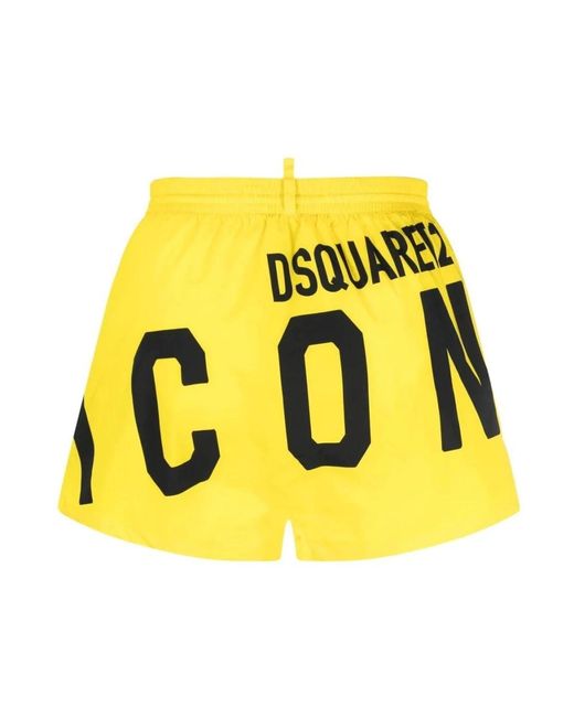 DSquared² Badmode ,Geel ,Icon-Print Zwemshorts in het Yellow voor heren