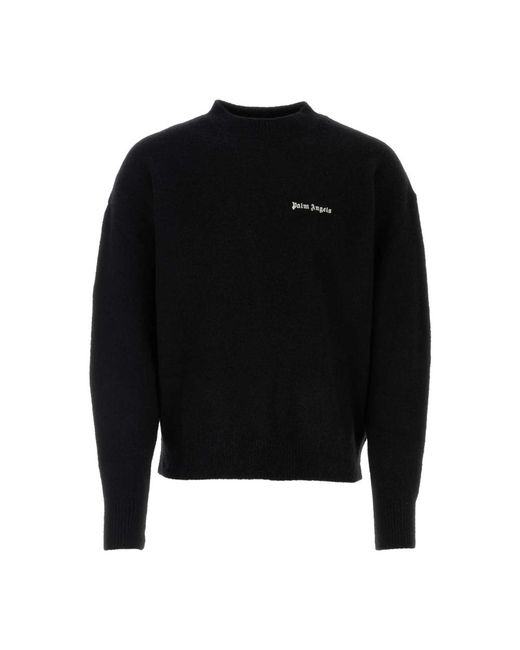 Palm Angels Black Round-Neck Knitwear for men