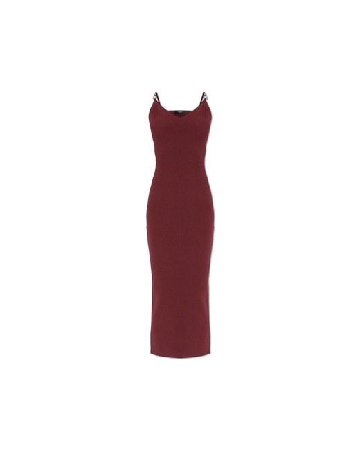 Versace Kleedjes ,Rood ,Polyester Geribbelde Jurk Met Enkele Split in het Red