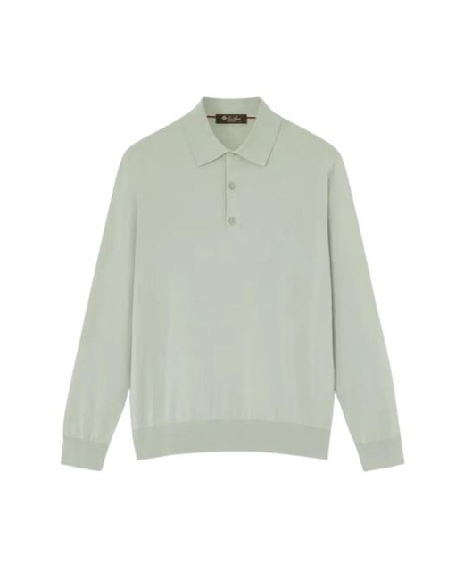 Loro Piana Geripptes Poloshirt Mit Perlmuttknöpfen in Green für Herren
