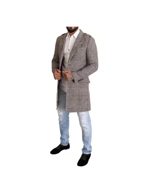 Dolce & Gabbana Gray Single-Breasted Coats for men