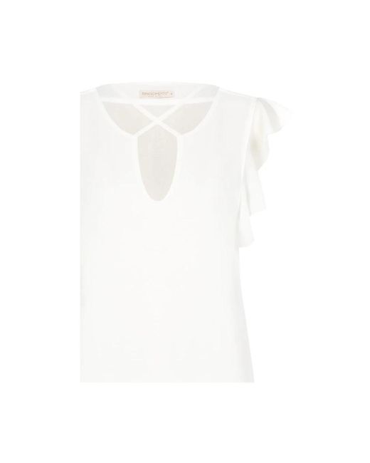 Rinascimento White Einfarbige bluse mit gekreuzten trägern