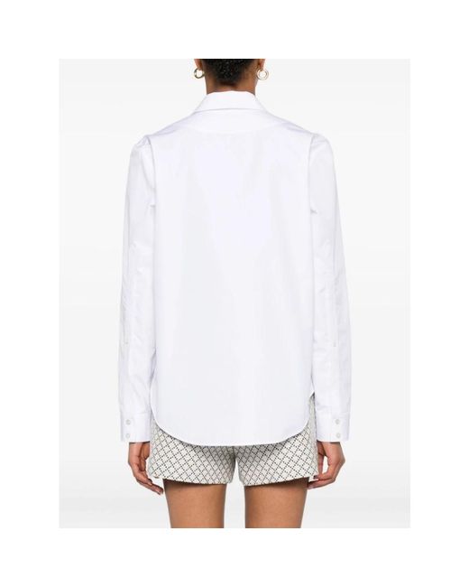 Gucci Overhemden ,Wit ,Witte Horsebit Detail Stropdas Hals Shirt in het White