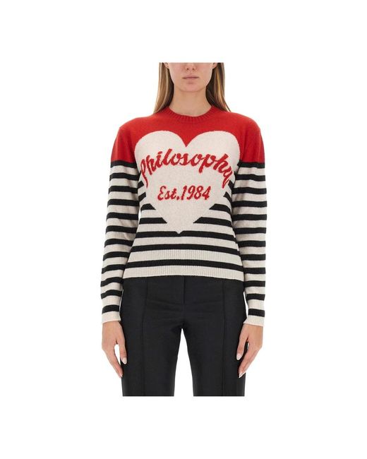 Philosophy Di Lorenzo Serafini Red Round-Neck Knitwear