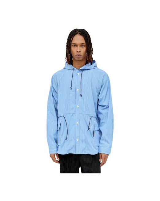 Comme des Garçons Gestreifte baumwollkapuzenjacke in Blue für Herren