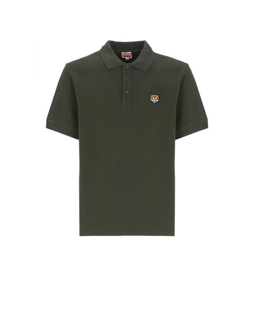KENZO Groen Poloshirt Met Tijgerpatch in het Green voor heren