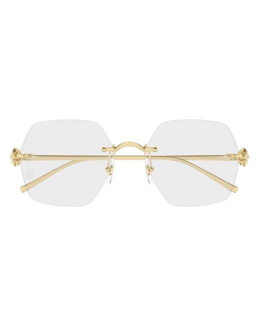 Cartier Geometric Frame Glasses in het Metallic