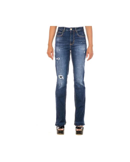 Guess Blue Farbspritzer flare jeans