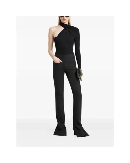 Courreges Tops ,Zwart ,Gedrapeerd Body Met Één Schouder in het Black