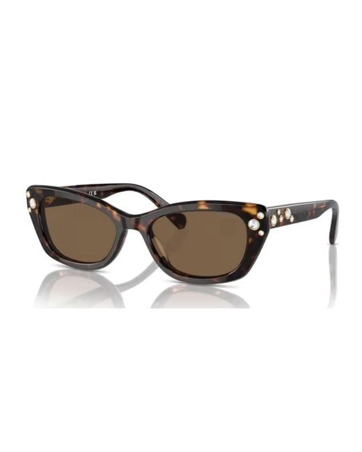 Dark havana occhiali da sole sk6026 di Swarovski in Brown