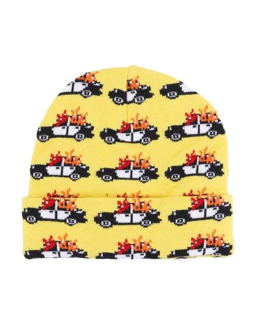 Huf Accessoires ,Veelkleurig ,Gele Geborduurde Beanie Hoed in het Yellow voor heren