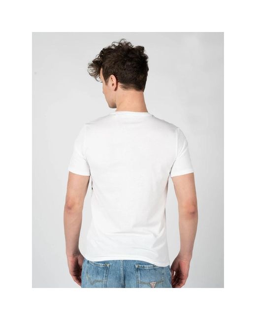 Guess Klassisches rundhals t-shirt in White für Herren