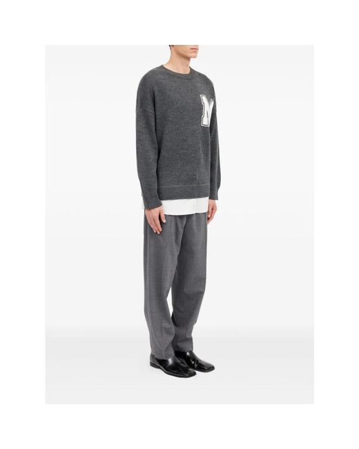 MM6 by Maison Margiela Gray Round-Neck Knitwear for men