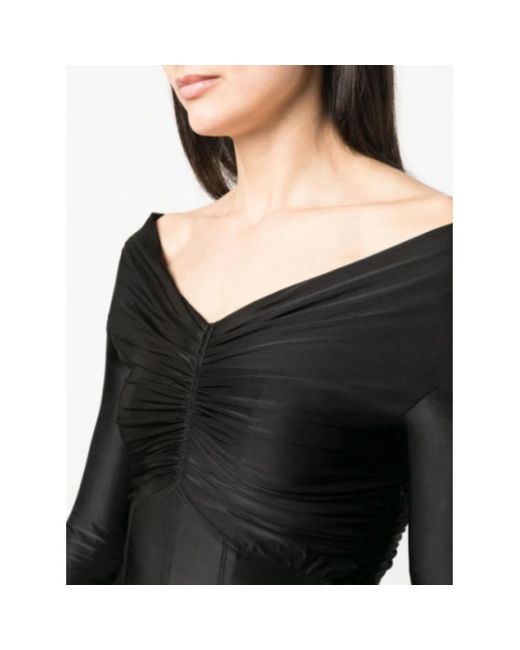 Rabanne Overhemden ,Zwart ,Luxe Off-Shoulder Blouse in het Black