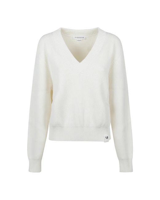 Victoria Beckham V-Neck Knitwear in het White