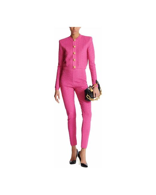 Balmain Pink Leggings Mit Monogramm-Muster