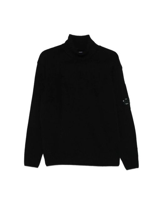 C P Company Zwarte Hoge Hals Trui Met Goggle Detail in het Black voor heren