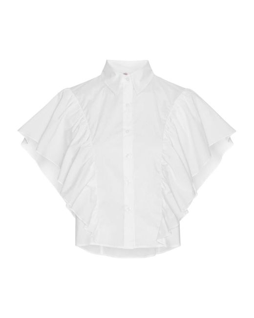 Karmamia White Weiße Bluse Mit Rüschenärmeln