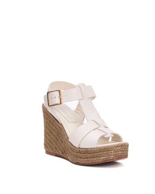 Paloma Barceló White Weiße Ledersandalen Mit Keilabsatz Ss25