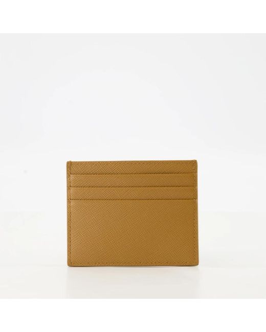 Prada Accessoires ,Bruin ,Saffiano Leren Kaarthouder in het Metallic