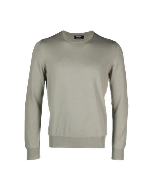 Barba Napoli Gray Round-Neck Knitwear for men