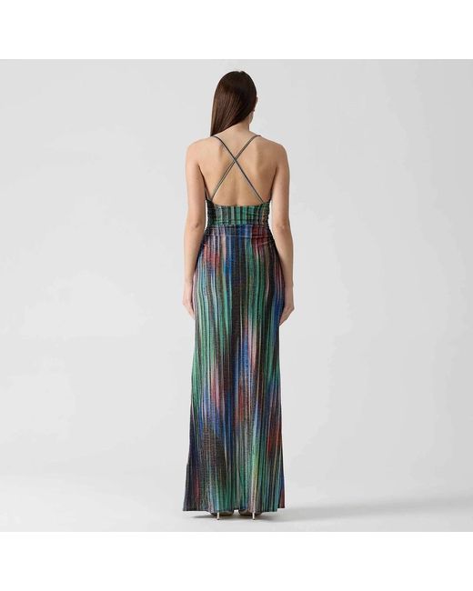 Just Cavalli Kleedjes ,Veelkleurig ,Polyester Lurex Jersey Maxi Jurk in het Green