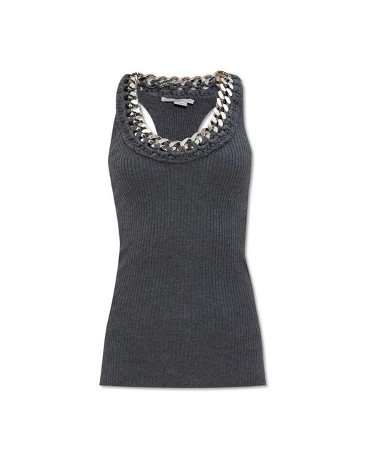 Stella McCartney Black Top mit dekorativer kette