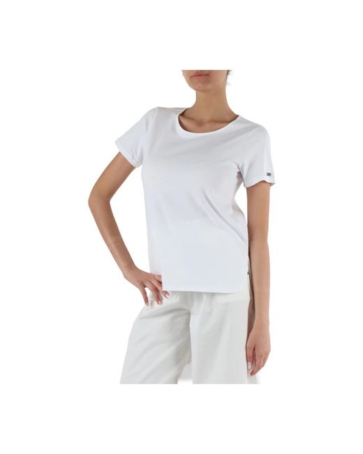 Sun 68 White Baumwoll-jersey und popeline t-shirt