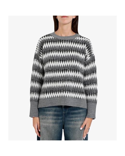 Round-Neck Knitwear Kaos en coloris Gray