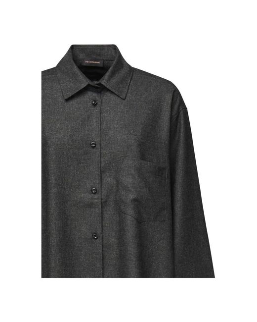 ANDAMANE Black Graues oversized melange stoff hemd