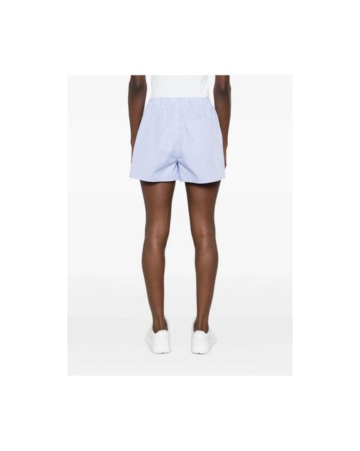 Sporty & Rich Blue Striped Cotton Shorts
