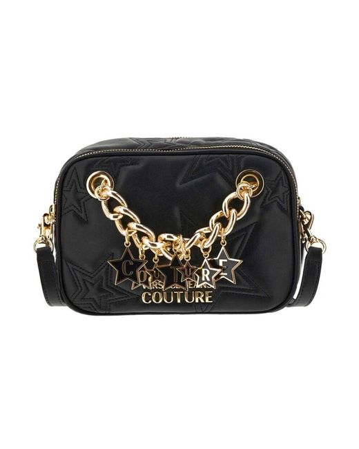 Versace Black Synthetische umhängetasche mit sichtbarem logo