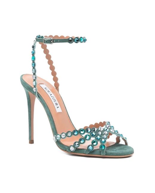 Aquazzura Blue High-Heeled Sandals With Reflective Embellishments