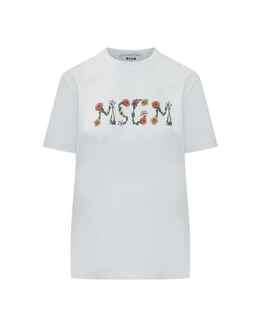 MSGM Tops ,Wit ,Katoen T-Shirt in het White