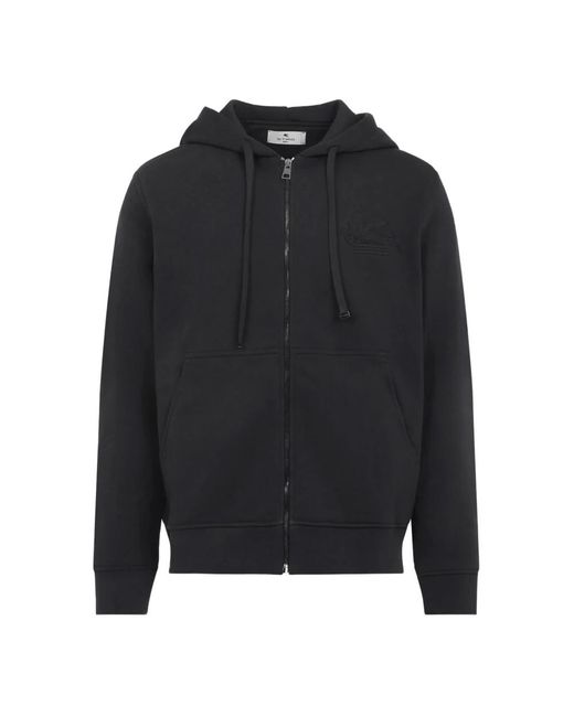 Etro Hoodies & Sweatvesten ,Zwart ,Katoen Zwarte Katoenen Hoodie Met Ritssluiting in het Black voor heren