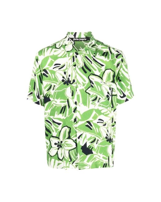 Palm Angels Green Short Sleeve Shirts for men