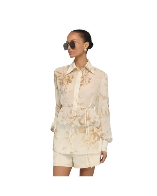 Semicouture Georgette Viscose Blouse in het Natural