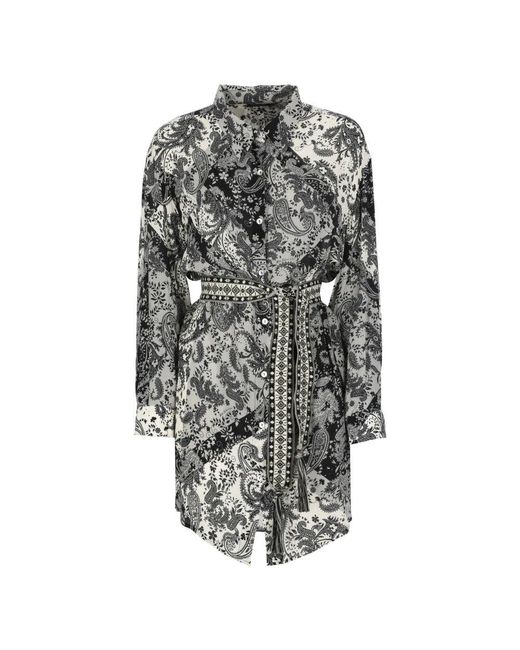 Miss Bikini Gray Grauer Viskose Kaftan Mit Kragen