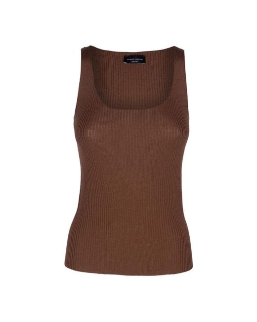 Roberto Collina Brown Sleeveless Tops