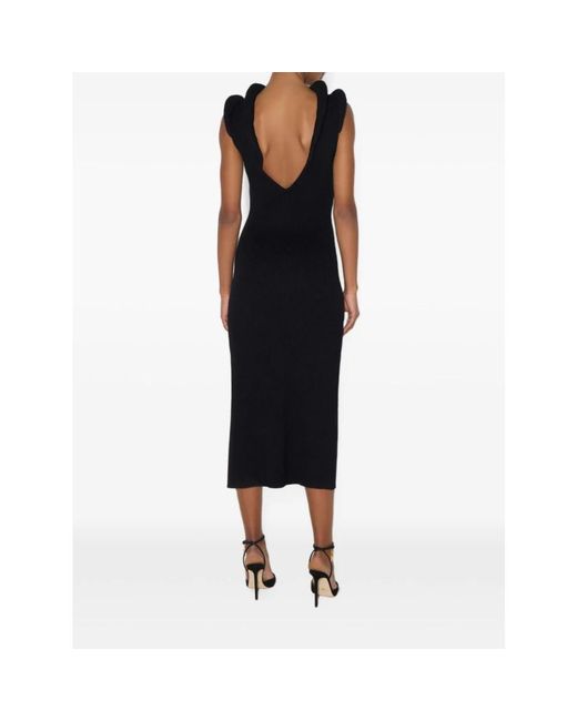 Elisabetta Franchi Black Knit Dress With 3D Details