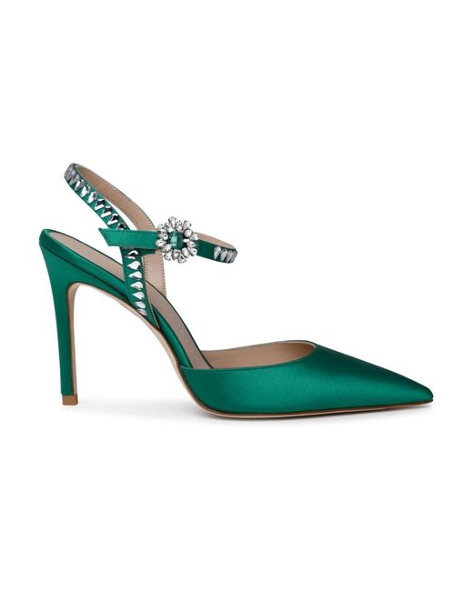 Stuart Weitzman Schoenen ,Groen ,Leer Gemcut 100 Pumps Met Enkelbandje in het Green