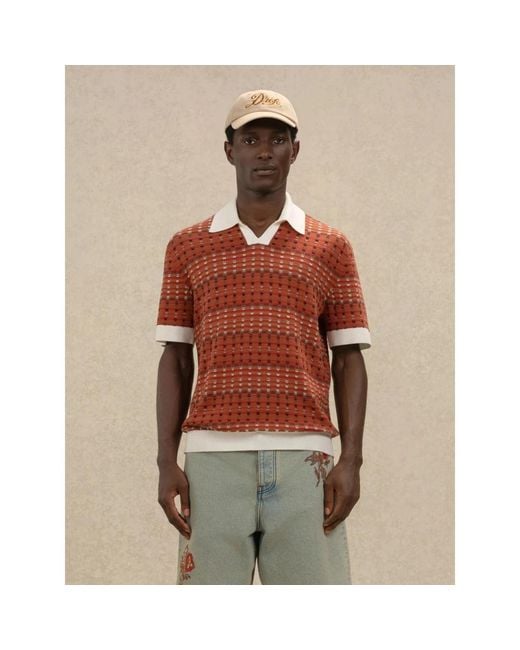 Drole de Monsieur Red V-Neck Knitwear for men