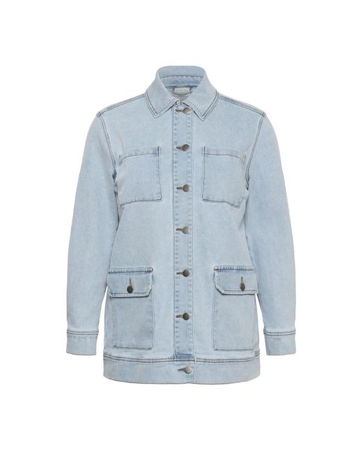 Denim Jackets Kaffe de color Blue