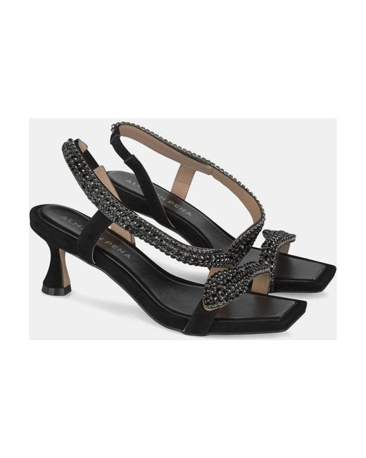 Alma En Pena. Black Schlangenabsatz-sandalen mit verzierter riemen