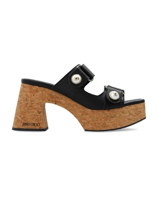 Jimmy Choo Brown Absatzpantoffeln fayence 95