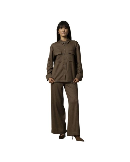 Kocca Overhemden ,Bruin ,Stijlvolle Army Style Langarmshirt in het Brown