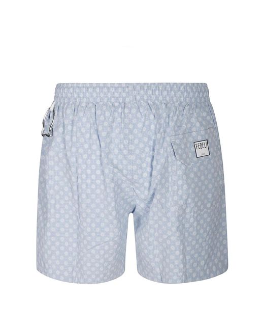 Fedeli Badmode ,Blauw ,Polyester Italiaanse Elegantie Badpak Met Geborduurd Detail in het Blue voor heren
